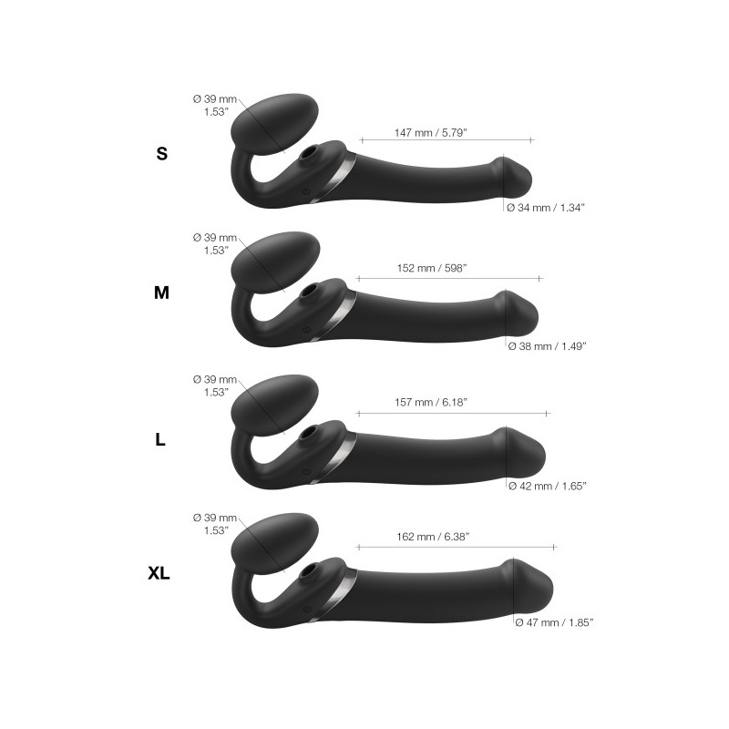Strapless Stapon | Multi Orgasm Bendable 3 Motor | Extra Large - Μαύρο