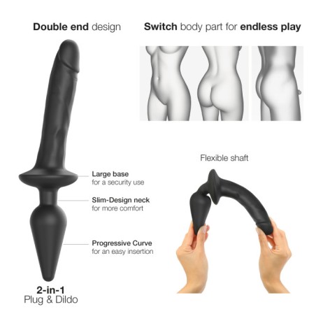 Switch PLUG-IN | Realistic Dildo & Butt plug | Small - Black