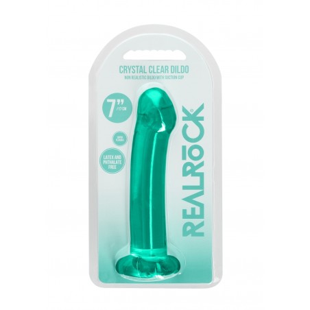 Λείο Ομοίωμα - Dildo με Βεντούζα | Real Rock  - Πράσινο | 17cm | Ola4U Sex Shop