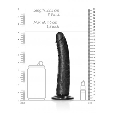 Slim Realistic Dildo with Suction Cup - Black - 20,5 cm | Ola4U SexShop