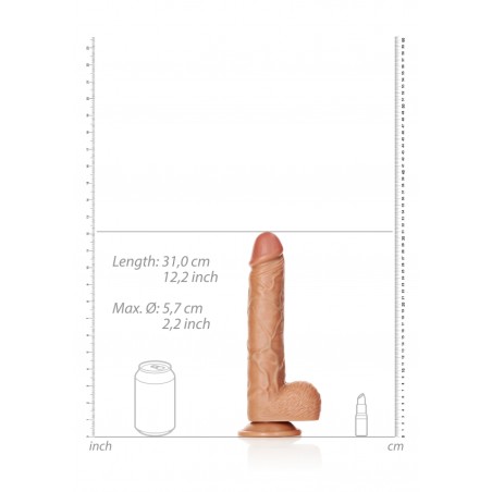 Straight Realistic Dildo Balls Suction Cup - 28 cm | Tan