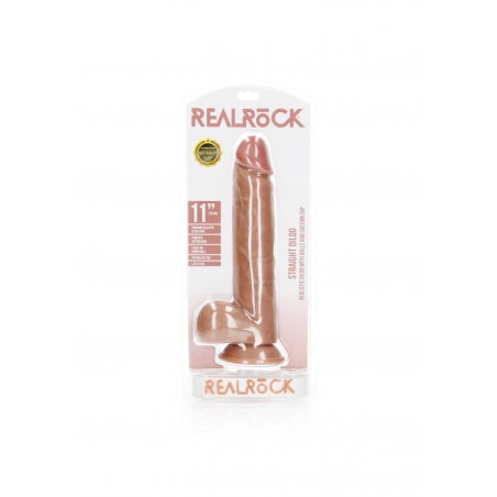 Straight Realistic Dildo Balls Suction Cup - 28 cm | Tan