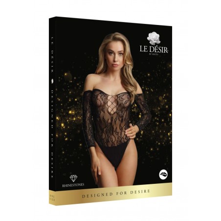 LE DÉSIR | Wonder Rhinestone Bodysuit | Black | Size: S/XL