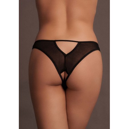 Le Desir Milou Elastic Brief with Open Crotch, Golden Details Black