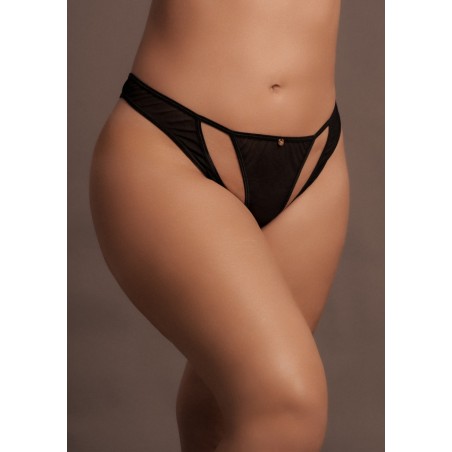 Le Desir Milou Elastic Brief with Open Crotch, Golden Details Black