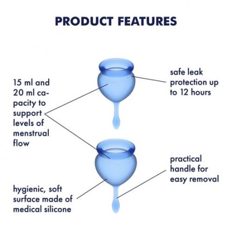 Satisfyer, Feel Good Menstrual Cup Set, Blue, SexShop, Ola4U