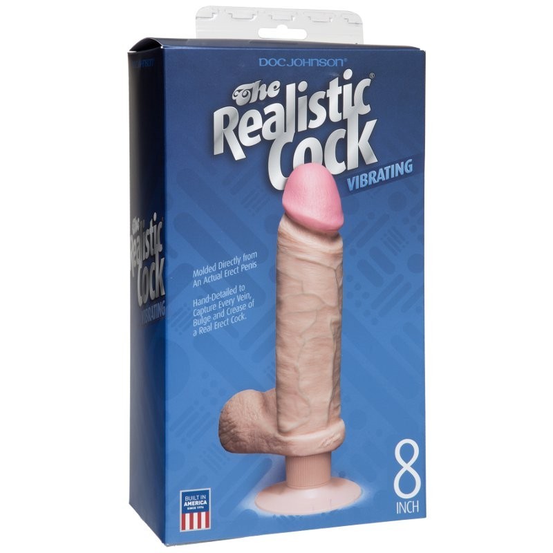 The Realistic: Cock Vibrating 20cm - White