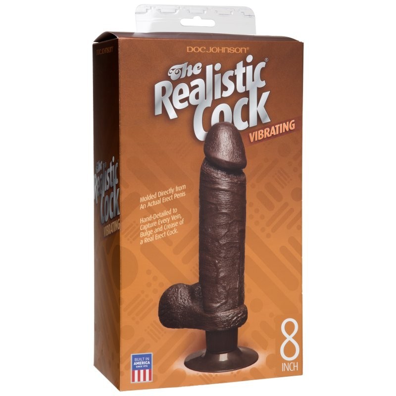 The Realistic Cock - Vibrating 20cm - Black
