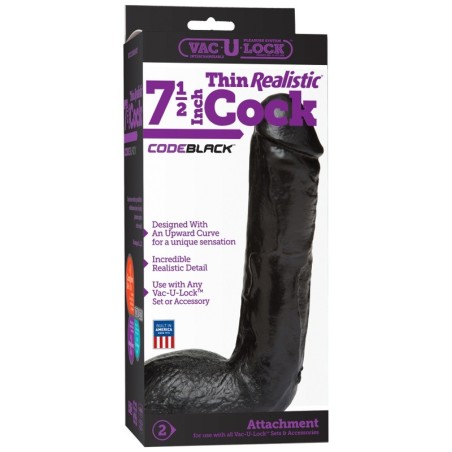 Vac-U-Lock - CodeBlack - 19cm - Thin Realistic Cock