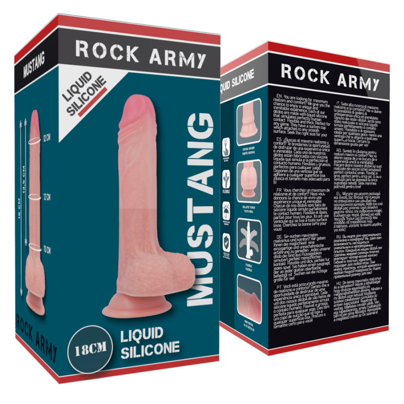RockArmy, Mustang, Premium, Liquid, Silicone, Realistic, Dildo, 18cm