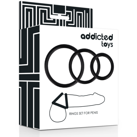 Addicted Toys, Cock Rings, Set, Black, Ola4u, Sex shop