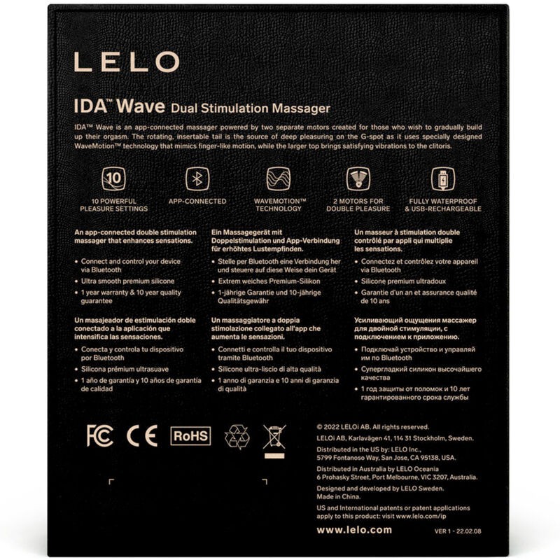 LELO, IDA, Wave, Couples Massager, Black, OLA4U