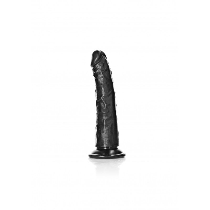 Real Rock, Slim Realistic Dildo, with, Suction Cup, 15cm, Black