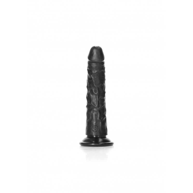 Real Rock, Slim Realistic Dildo, with, Suction Cup, 15cm, Black