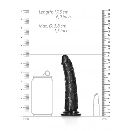 Real Rock, Slim Realistic Dildo, with, Suction Cup, 15cm, Black