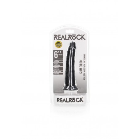 Real Rock, Slim Realistic Dildo, with, Suction Cup, 15cm, Black