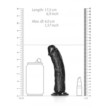 Real Rock, Ultra Skin, Curved ,Realistic Dildo, with Suction Cup, 15cm, Black