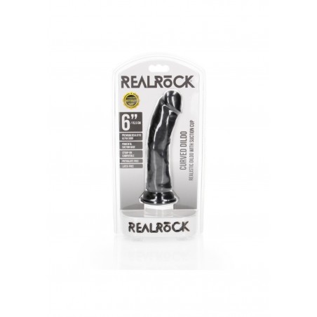 Real Rock, Ultra Skin, Curved ,Realistic Dildo, with Suction Cup, 15cm, Black