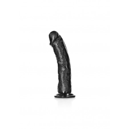 Real Rock, Ultra Skin, Curved, Realistic Dildo, with Suction Cup, 18cm, black