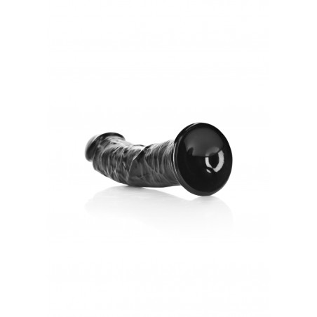 Real Rock, Ultra Skin, Curved, Realistic Dildo, with Suction Cup, 18cm, black