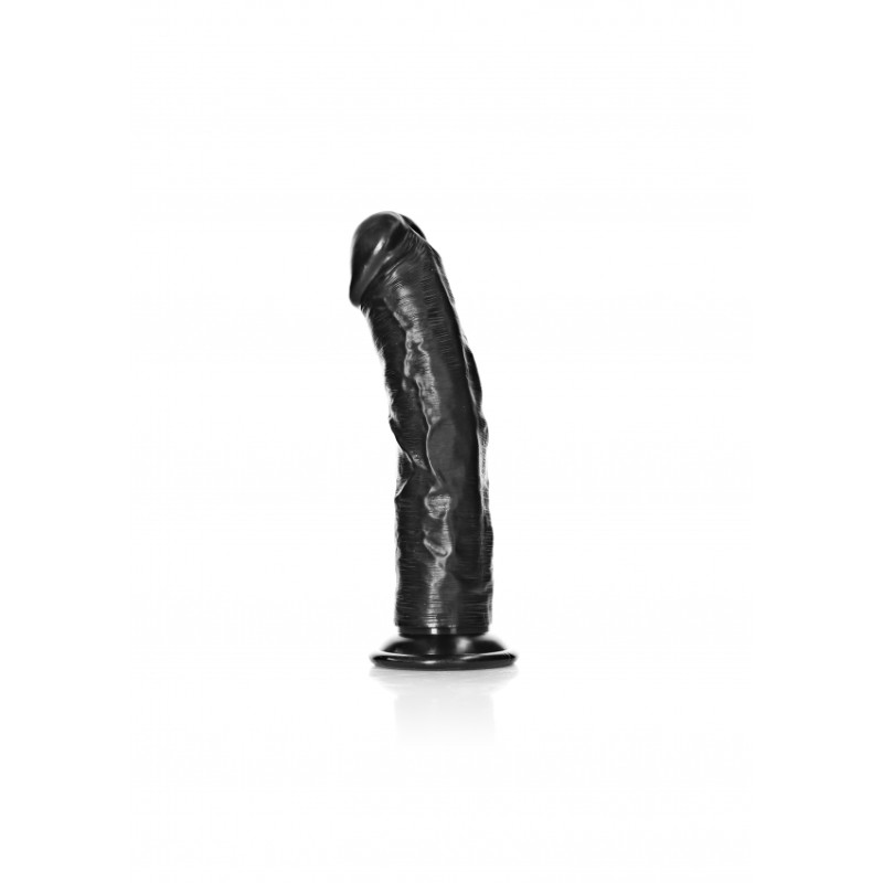 Real Rock, Ultra Skin, Curved, Realistic Dildo, with Suction Cup, 18cm, black