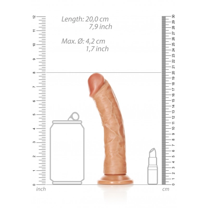 Real Rock, Ultra Skin, Curved, Realistic Dildo, with Suction Cup, 18cm, latin