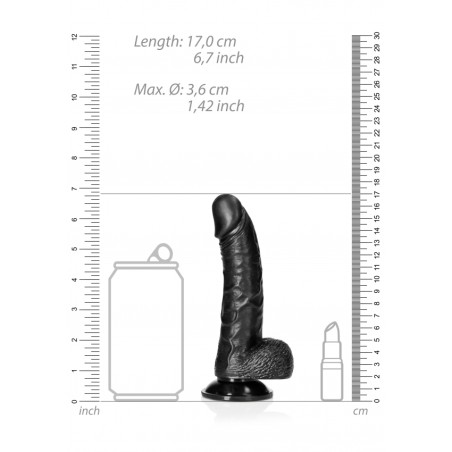 Real Rock, Ultra Skin, Curved, Realistic Dildo, with balls, & Suction Cup, 15cm, black