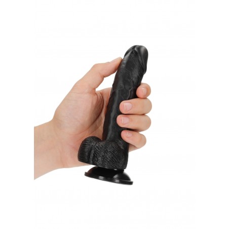 Real Rock, Ultra Skin, Curved, Realistic Dildo, with balls, & Suction Cup, 15cm, black