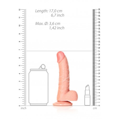 Real Rock, Ultra Skin, Curved, Realistic Dildo, with balls, & Suction Cup, 15cm, flesh