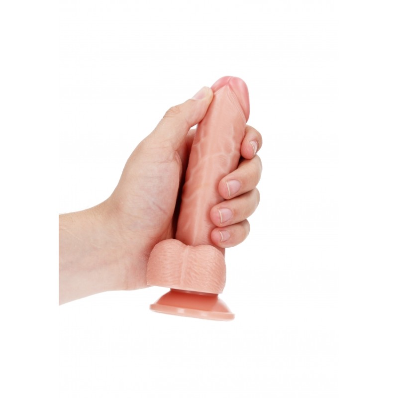 Real Rock, Ultra Skin, Curved, Realistic Dildo, with balls, & Suction Cup, 15cm, flesh