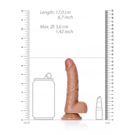 Real Rock, Ultra Skin, Curved, Realistic Dildo, with balls, & Suction Cup, 15cm, Latin