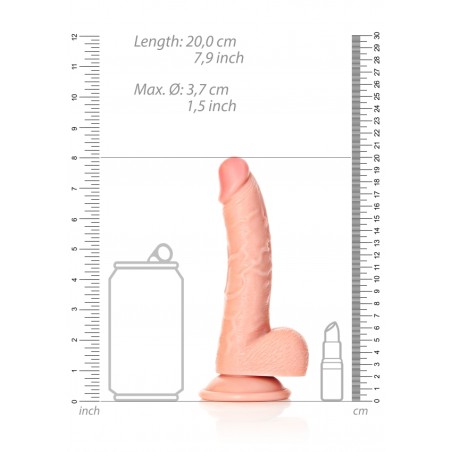 Real Rock, Ultra Skin, Curved, Realistic Dildo, with balls, & Suction Cup, 18cm