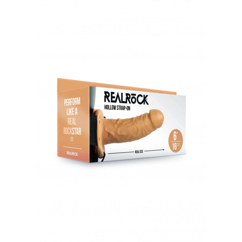 Real Rock, Hollow Strap-on, with Balls, 15,5 cm, Tan