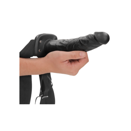Real Rock, Hollow Strap-on, with Balls, 20,5 cm, Μαύρο