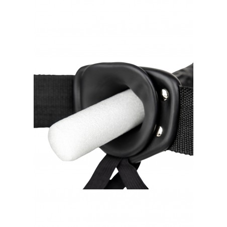 Real Rock, Vibrating, Hollow, Strap-on, with Balls, 16cm, black