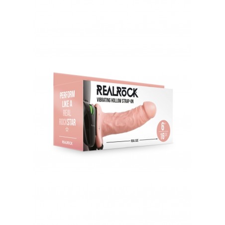 Real Rock, Vibrating, Hollow, Strap-on, with Balls, 16cm,