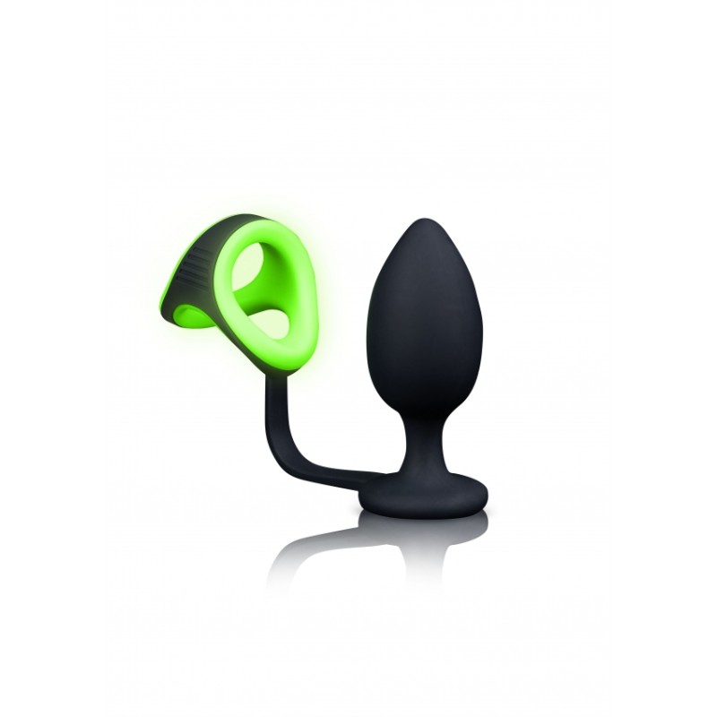 OUCH! | Butt Plug with Cock Ring & Ball Strap | Glow in the dark