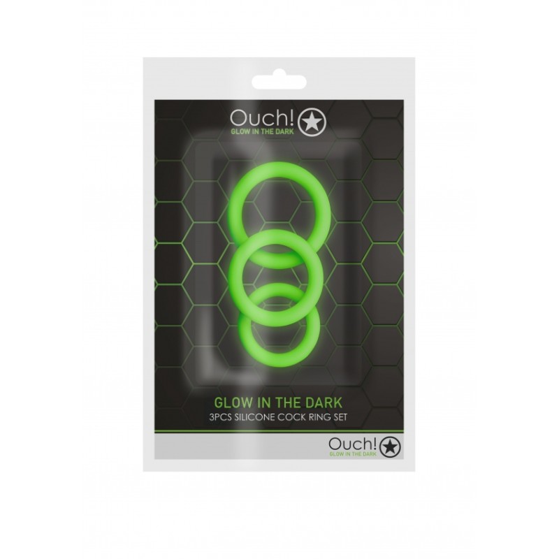 3 pieces, Cock Ring Set, Glow in the Dark