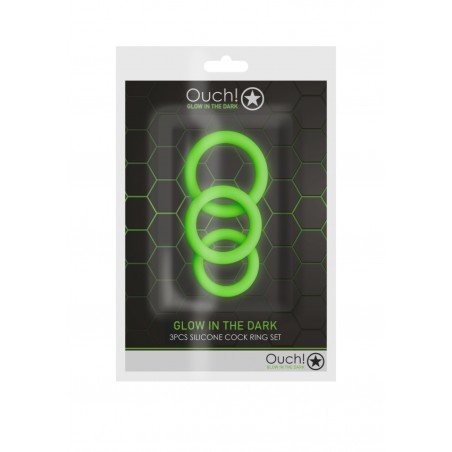 3 pieces, Cock Ring Set, Glow in the Dark