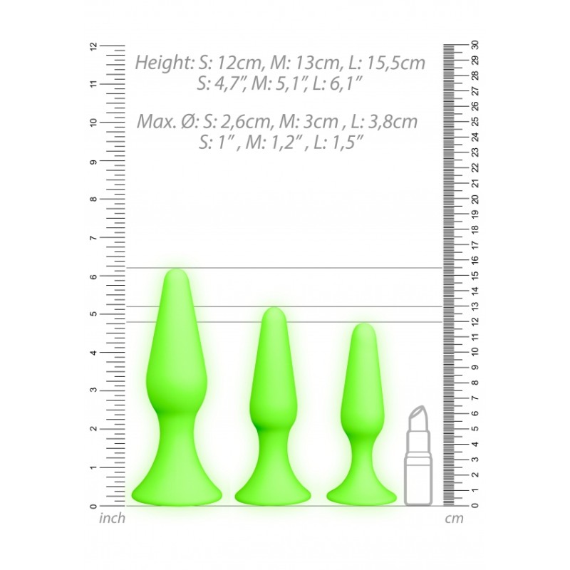 OUCH! | Σετ Πρωκτικές Σφήνες Σιλικόνης | Glow in the Dark