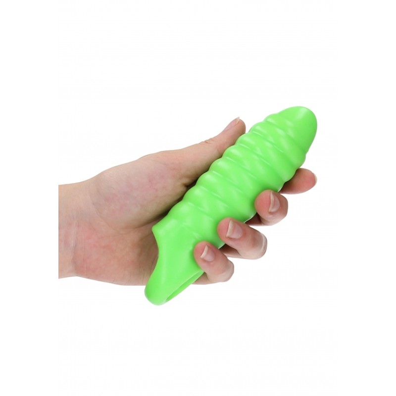 Swirl, Thick, and, Stretchy, Penis Sleeve, Glow in the Dark