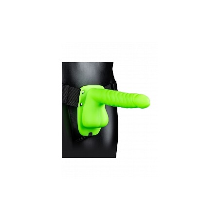 Ribbed, Hollow, Strap-on, with Balls, 21cm, Glow in the Dark