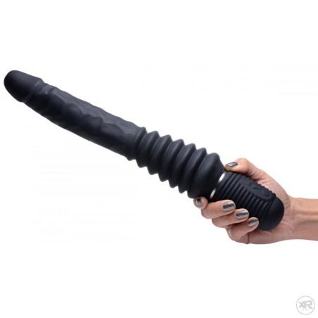Master Series, 10X Thrust Master Vibrating and Thrusting Dildo with Handle