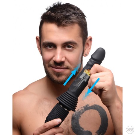 Master Series, 10X Thrust Master Vibrating and Thrusting Dildo with Handle