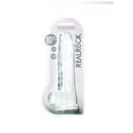 Real Rock | Realistic Dildo With Balls - Clear - 25cm