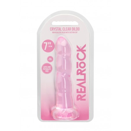 Ομοίωμα με Ραβδώσεις - Dildo με Βεντούζα | Real Rock  - Ροζ | 17cm