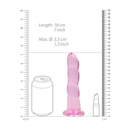 Ομοίωμα με Ραβδώσεις - Dildo με Βεντούζα | Real Rock  - Ροζ | 17cm