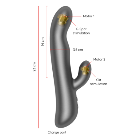 Oninder | OSLO | App Controlled Rabbit | Vibration & Rotation Black - Grey