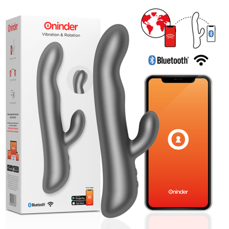 Oninder | OSLO | App Controlled Rabbit | Vibration & Rotation Black - Grey