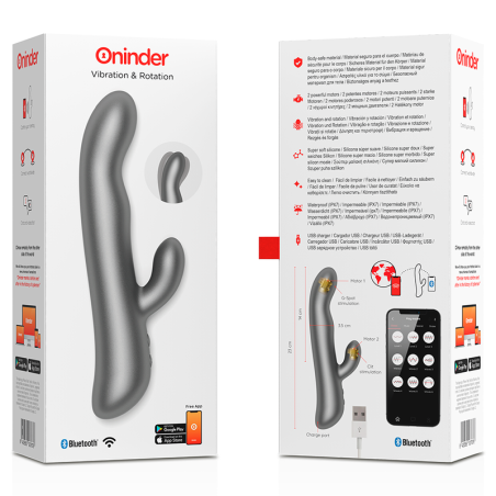 Oninder | OSLO | App Controlled Rabbit | Vibration & Rotation Black - Grey